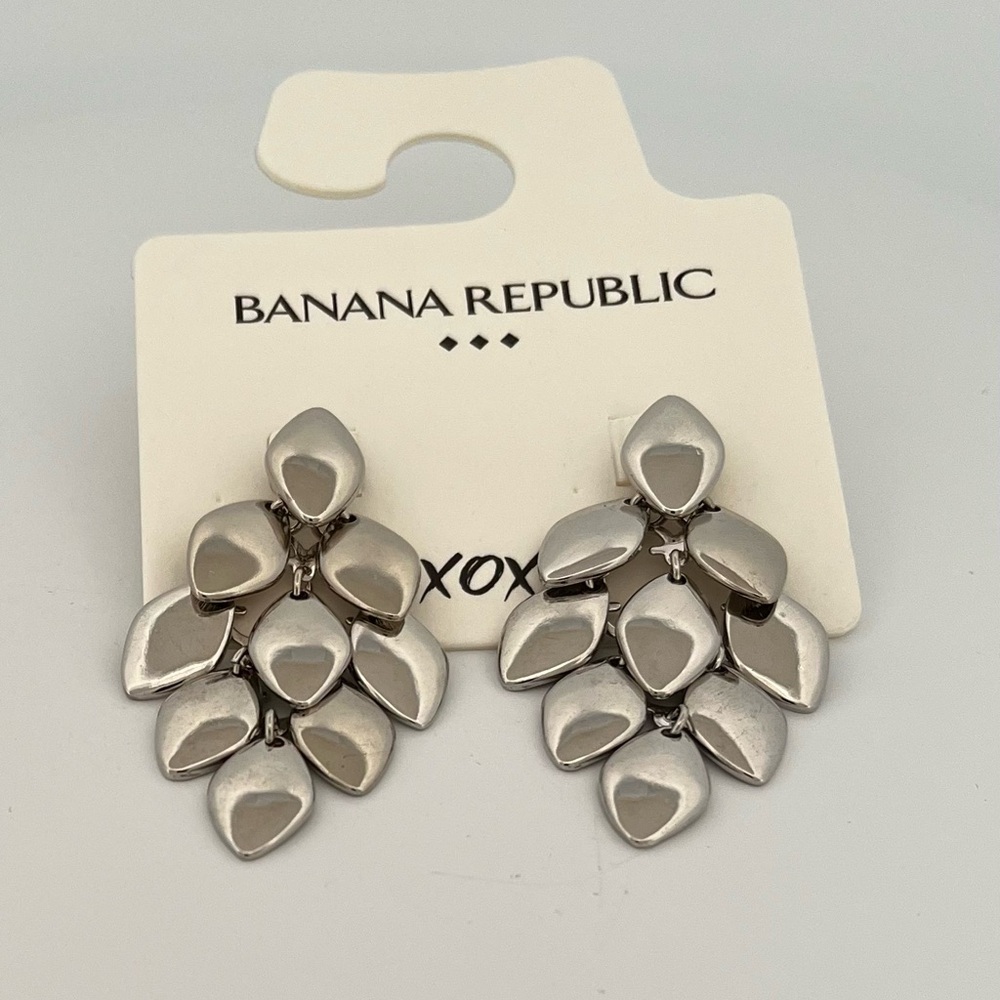 Banana Republic Silver Botanical Dangle Earrings